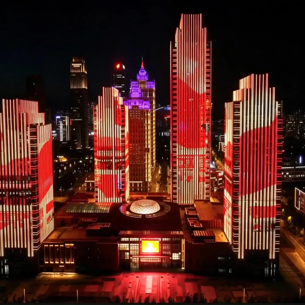 urban nightscape building lighting