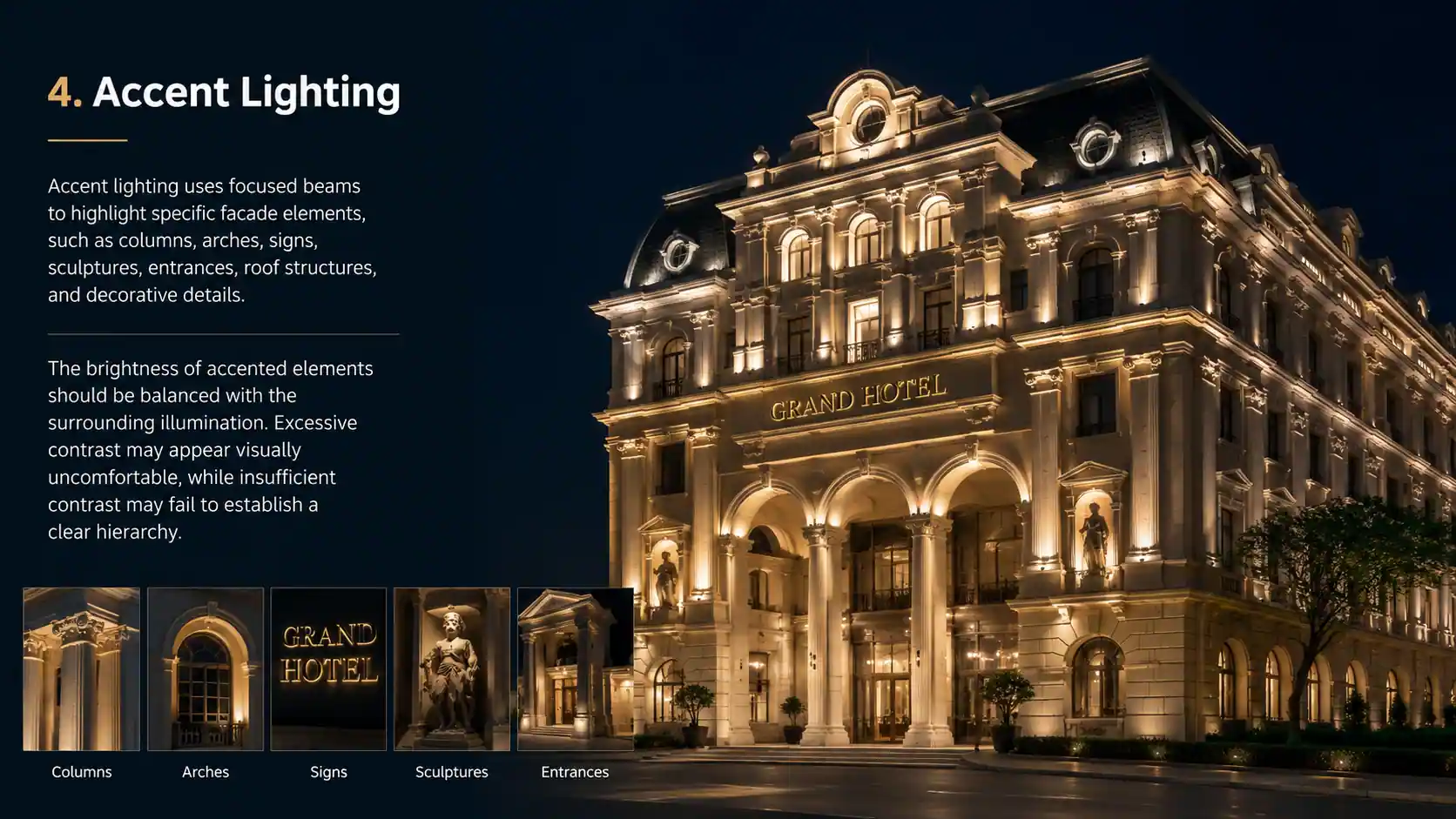 accent lighting building facade architecture