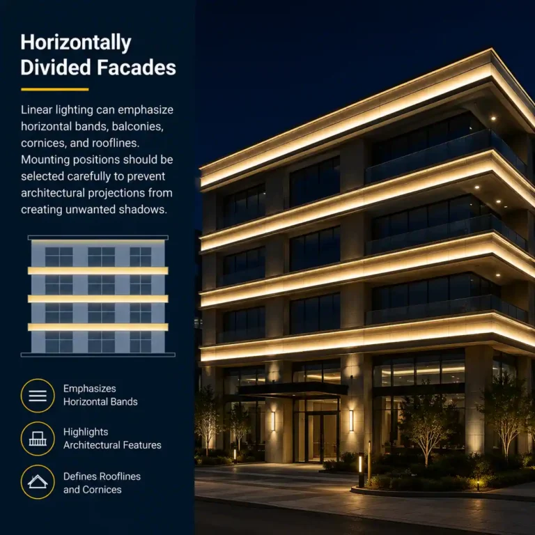 horizontally divided facades architectural lighting