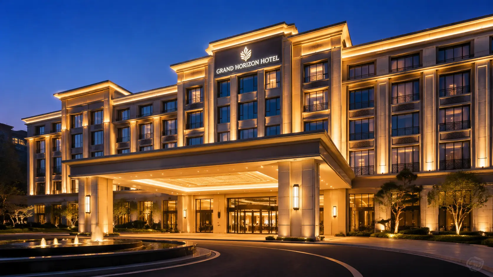 hotel facade lighting design night