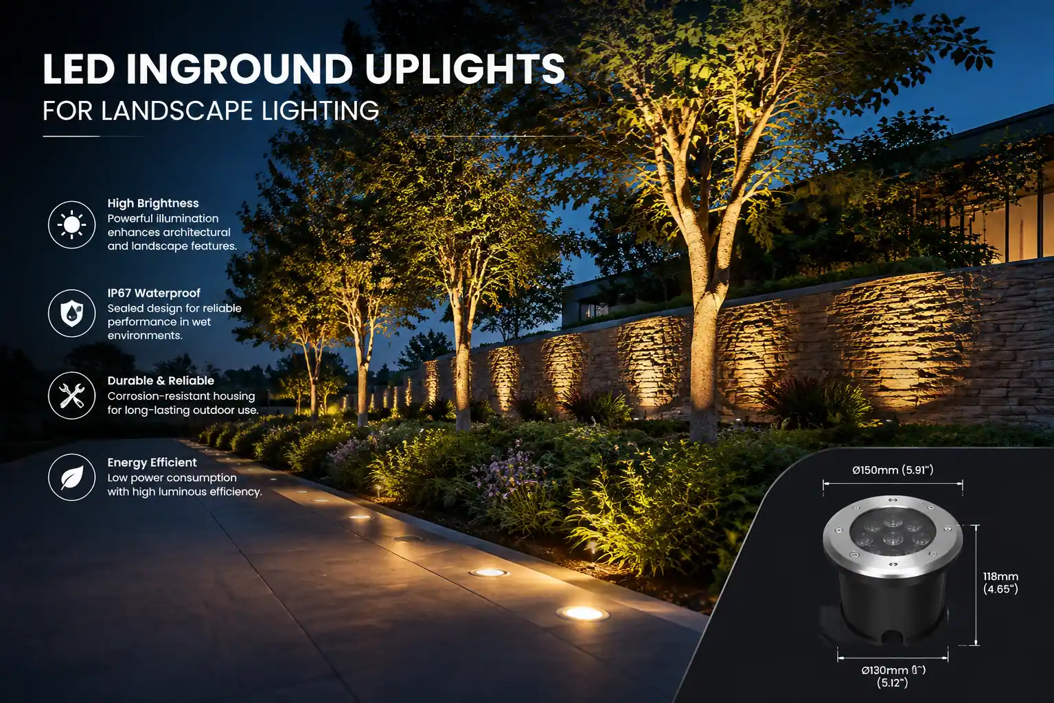 led inground uplights landscape lighting application