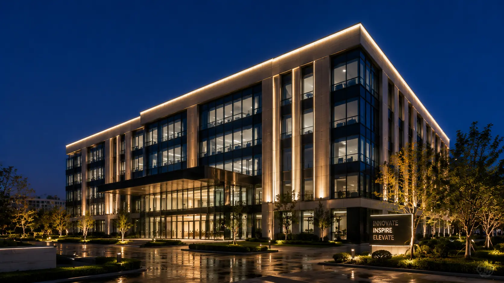 office building exterior lighting design