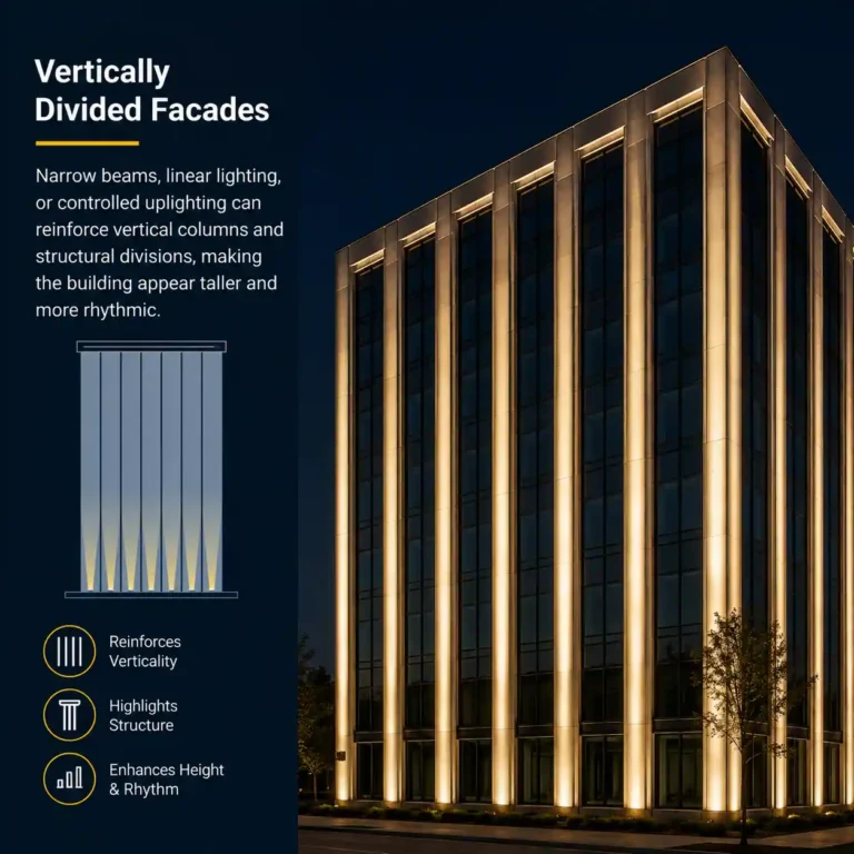 vertically divided facades architectural lighting